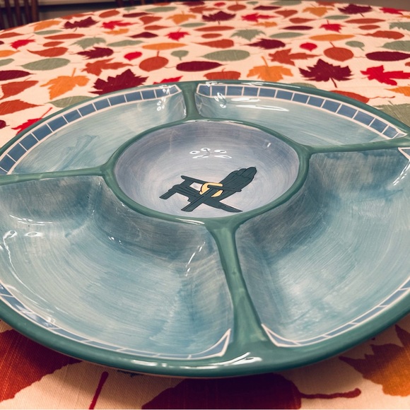 Brushes handpainted Stonemite, Chips & Dip 15” large collectible Serving Platter - Picture 3 of 8